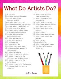 Huge Printable Art Advocacy List What Do Artists Do Art Room Posters Art Room Art Worksheets