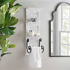 White Beadboard Shelves With Towel Bar Rack From Kirkland S In 2020 White Beadboard Towel Bar Discount Home Decor