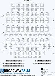 seating chart main theatre broadway palm dinner theatre