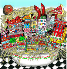 Charles Fazzino Limited Edition 3 Dimensional Serigraph Un Piatto Di Pasta Dx Cityscape Art Pop Art Artwork Painting