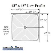A wheelchair user can roll in and out with a rolling shower. Wheelchair Accessible Shower 48 X 48 Rollin Low Profile Base Ramp