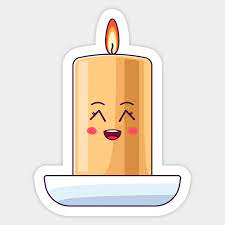 Cartoon Kawaii Burning Wax Candle With Grinning Face Kawaii Candle Sticker Teepublic Candle Stickers Kawaii Candle Stickers