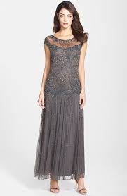 Pisarro Nights Beaded Illusion Yoke Mesh Dress Regular Petite Beaded Mesh Dress Mother Of Groom Dresses Mesh Cocktail Dress