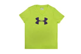 Under Armour Girls Tech Big Logo V Neck Lime Green Purple