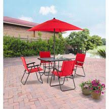 Walmart Mainstays Searcy Lane 6 Piece Padded Folding Patio Dining Set Red Seats 4 Outdoor Patio Set Outdoor Patio Decor Patio