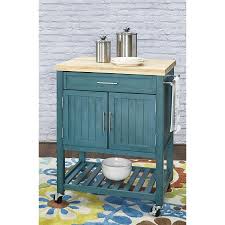 wood butcher block top kitchen cart