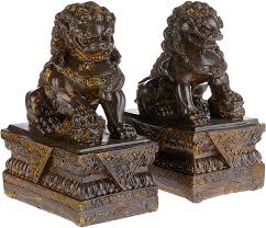 Foo dog statue antiques, antique chinese bronze foo dog sculpture. Amazon Com Design Toscano Chinese Guardian Lion Foo Dog Asian Decor Statues 9 Inch Set Of Two Male And Female Polyresin Bronze Finish Home Kitchen