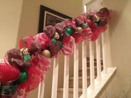 Deco Mesh Banister Christmas Staircase Decor Banister Christmas Decorations Christmas Staircase