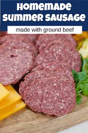 Prep and cook in 1 hour and 25 minutes. Homemade Summer Sausage Made With Ground Beef Summer Sausage Recipes Beef Sausage Recipes Homemade Sausage Recipes