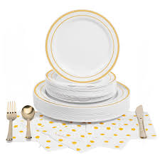 This link is to an external site that may or may not meet accessibility guidelines. 180 Pcs Serves 30 Gold Party Supplies Set Reusable No Flimsy Plates Or Weak