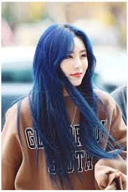 Pin By Mei Song On Blue Hair Don T Care K Pop Edition Kpop Hair Color Short Blue Hair Korean Hair Color