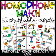 Homophone Match Cards Pocket Chart Cards