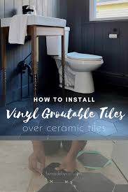 However, we chose to add more adhesive to the tile because reviews suggested that the adhesive backing wasn't enough. Bathroom Update Luxury Vinyl Peel And Stick Groutable Tile Over Ceramic Tile Made By Carli
