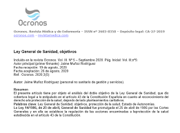Ley general de salud cámara de diputados del h. Ley General De Sanidad Objetivos Ocronos Editorial Cientifico Tecnica