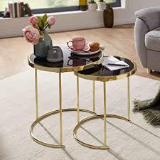 Get 5% in rewards with club o! Finebuy Caro Design Side Table Black Gold Metal Glass Coffee Table Set Of 2 Tables Small Living Room Table Metal Table With Glass Top Modern Storage Table Amazon De Home Kitchen