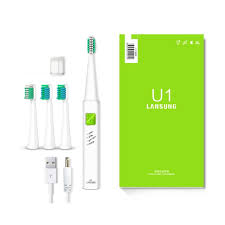 Lansung بالموجات فوق الصوتية فرشاة الأسنان الكهربائية Usb تهمة قابلة مع 4 قطع استبدال رؤساء تو Brushing Teeth Sonic Electric Toothbrush Rechargeable Toothbrush