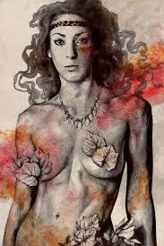 Image of speed draw anime female warrior youtube. Colony Collapse Disorder Erotic Street Art Drawing Nude Female Warrior Portrait Topless Woman With Leaves Pencil Drawing By Marco Paludet Artfinder