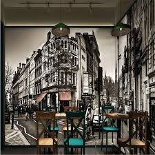 Black And White Cafe Wallpaper Beibehang 3d Stereoscopic Big Road Black And White Cafe Restaurant Mural Chamber Wall Paper Living Room Backg Living Room Background White Cafe Cafe Restaurant