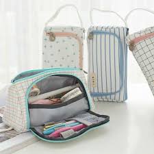 Big Multi Compartment Pencil Case With Handle Canvas Pencil Case Diy Pencil Case Stationery Organization