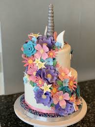 Dust a surface with cornflour then knead the gumpaste until it's soft and pliable. Unicorn Cake With Flower Mane Unicorn Cake Cake Birthday Cake