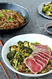 Seared Tuna With Soba Noodle Sesame Roasted Broccoli Foodiephysician Seared Tuna Steak Recipe Sesame Roasted Broccoli Seared Tuna