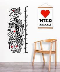 Wild Animals Height Chart Wall Decal Growth Chart Lion By