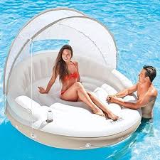 Swimming Pool Inflatable Floating Luxury Lounge Float Couch Relaxing Sun Shade Floatinglounge Pool Canopy Cool Pool Floats Pool Lounge Float