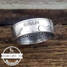 90 Silver Guam Quarter Ring Quarter Ring Coin Ring Silver Wedding Bands