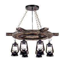 Nautical Rustic Ship S Wheel With Lantern Chandelier