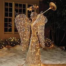 Lighted Rattan 6 Ft Trumpet Angel Frontgate Outdoor Christmas Lights Outdoor Christmas Decorations Large Christmas Decorations