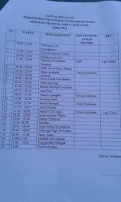 Kalau belum segeralah minta skedul kegiatan mos tersebut di sekolah baru anda. Dewan Ambalan Pramuka Sman 1 Sukatani Purwakarta Jadwal Kegiatan Perkemahan Pelantikan Penegak Bantara Tahun 2014 Facebook