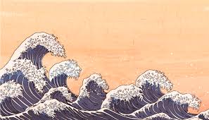 Op het zeeoppervlak komen altijd verschillende soorten golven voor. Vinyl Tapijt Traditionele Japanse Golf Tenstickers