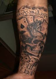 The playing card is a classic tattoo image, a symbol of both good luck and fortune, but also a symbol of fate and even death. Skull With A Snake And Cards Gambling Tattoo Dice Tattoo Card Tattoo