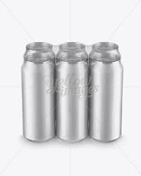 Transparent Pack With 6 Alminium Cans Mockup High Angle Shot In Can Mockups On Yellow Images Object Mockups High Angle Shot High Angle Transparent