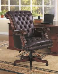 800142 Siltcoos Dark Brown Leatherette High Back Tufted Seat And Back Executive Office Chair With Pin Trim Traditional Office Chairs Executive Office Chairs Home Office Chairs