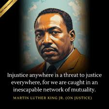 Injustice anywhere is a threat to justice everywhere.” — Martin Luther King  Jr. Proud of her for speaking up, doing what she can. While many will just  look away and stay silent.