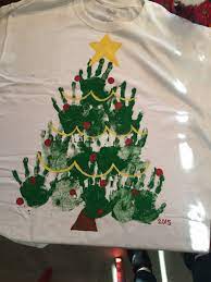Christmas Tree Handprint Shirt Diy Christmas Shirts Christmas Shirts For Kids Hand Christmas Tree