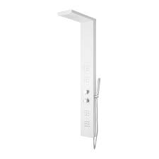 Breeden Thermostatic Shower Panel With Hand Shower White Shower Bathroom Bathroom Shower Panels Shower Panels Luxury Shower
