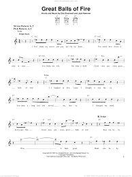 Great Balls Of Fire sheet music for guitar solo (chords) (PDF)