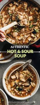 The hearty, spicy, sour broth is loaded with mushrooms, silky eggs, and tofu. Authentic Hot And Sour Soup é…¸è¾£æ±¤ Omnivore S Cookbook