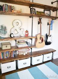 The interior wall shelves are the ideal candidates when you again you need durable wooden shelving boards and reclaimed plumbing pipe scrap to duplicate install the two metal pipe shelves on the wall, should be having space between them equal to your. Diy Industrial Pipe Shelves Ideas