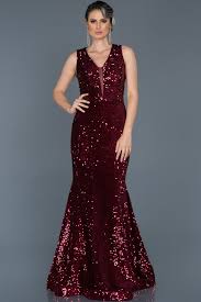 Bordo Payetli V Yaka Kadife Abiye Abu517 The Dress Aksamustu Giysileri Payet Elbise