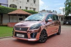 Maruti Suzuki Ertiga Modified By Kitup Automotive With Rose Gold Chrome Wrap Gets Custom Body Kit Leather Interiors Suzuki Rose Gold Chrome Custom Body Kits