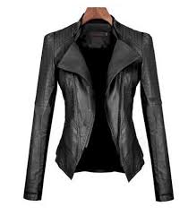 Women S European Style Slim Fitted Leather Jacket A Three Season Jacket It Has A Full Le Faux Leather Jacket Women Leather Jackets Women Leather Coat Womens