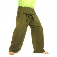 Thai Fisherman Pants Olive Green Extra Long Cotton Fischerhose Hosen Baumwolle