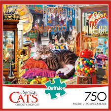 Contains a 750 piece jigsaw puzzle finished size is 24 x 18 inches full color bonus poster included for help in solving manufactured from premium quality materials including 100% recycled paperboard. Buffalo Games Cats Curiosity Shop Cat 750 Pieces Jigsaw Puzzle Walmart Com Walmart Com
