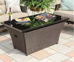 Bali outdoors gas fire pit table, 28 inch 50,000 btu square outdoor propane fire pit table with lid and blue fire glass 4.6 out of 5 stars 1,959 $209.99 $ 209. Rectangular Outdoor Fire Table Blue Rhino