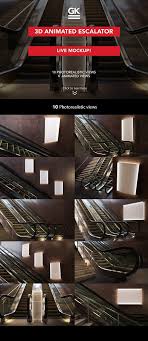 3d Escalator Lightbox Mock Ups Escalator Mockup Mockup Design