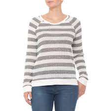 Dylan Natural Rugby Stripe Waffle Knit T Shirt For Women