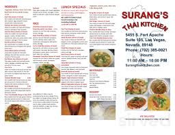 This restaurant is more than willing to accommodate families, so kids are welcome to tag along.everyone will feel comfortable dining at thai kitchen, where business casual attire is standard. Surang Thai Kitchen Menu In Las Vegas Nevada Usa
